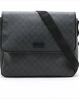 Pre-Loved GG Supreme Messenger Bag Crossbody Bag Monogram Coated Canvas with Black Hardware, Black