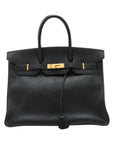 Pre-Loved Birkin Handbag Leather 35 with Gold Hardware, Black