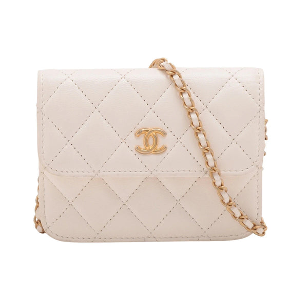 Pre-Loved Quilted Chain Clutch with Chain Crossbody Bag Quilted