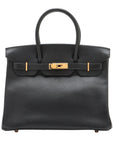 Pre-Loved Birkin Handbag Leather 30 with Gold Hardware, Black