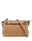 Pre-Loved Selleria Peekaboo Crossbody Bag Leather Mini with Silver Hardware, Tan