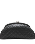 Pre-Loved Timeless Clutch Clutch Quilted Leather with Silver Hardware, Black