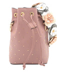 Pre-Loved Mon Tresor Bucket Bag Studded Leather Mini with Gold Hardware, Pink