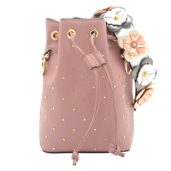 Pre-Loved Mon Tresor Bucket Bag Studded Leather Mini with Gold