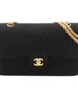 Pre-Loved Classic Double Flap Shoulder Bag Quilted Jersey Medium with Gold Hardware, Black