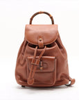 Pre-Loved Bamboo Backpack Leather Mini with Gold Hardware, Brown