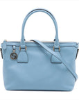 Pre-Loved Interlocking G Charm Tote Leather with Gold Hardware, Light Blue