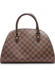 Pre-Loved Ribera MM Handbag Damier Coated Canvas MM with Gold Hardware, Brown