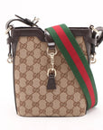 Pre-Loved Jackie Crossbody Bag Monogram Coated Canvas Mini with Gold Hardware, Beige Brown