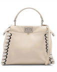 Pre-Loved Peekaboo Handbag Leather Mini with Silver Hardware, Ivory