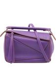 Pre-Loved Puzzle Crossbody Bag Leather Mini with Silver Hardware, Purple