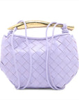 Pre-Loved Sardine Crossbody Bag Intrecciato Leather Mini with Gold Hardware, Lilac