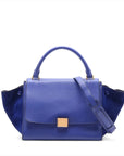 Pre-Loved Trapeze Handbag Leather Medium with Gold Hardware, Blue