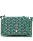 Pre-Loved Plumet Crossbody Bag Goyardine Chevron Coated Canvas with Silver Hardware, Green