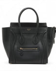 Pre-Loved Luggage Tote Leather Micro with Gold Hardware, Black