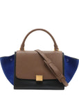 Pre-Loved Trapeze Handbag Leather Medium with Gold Hardware, Brown/Black/Blue
