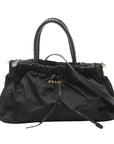 Pre-Loved Gaufre Tote Handbag Nylon with Gold Hardware, Black