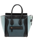 Pre-Loved Luggage Micro Tote Leather Micro with Gold Hardware, Light Blue, Teal Blue, and Black