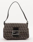 Pre-Loved Mamma Baguette Shoulder Bag Zucchino Coated Canvas with Silver Hardware, Brown