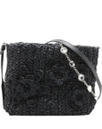 Pre-Loved Crossbody Bag Crochet Raffia with Silver Hardware, Black