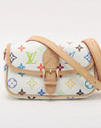 Pre-Loved Sologne (Murakami 20th Anniversary) Crossbody Bag Monogram Multicolore Coated Canvas Mini with Gold Hardware, White Multicolor