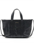 Pre-Loved Barbes East-West Shopper Tote Leather Small with Silver Hardware, Black