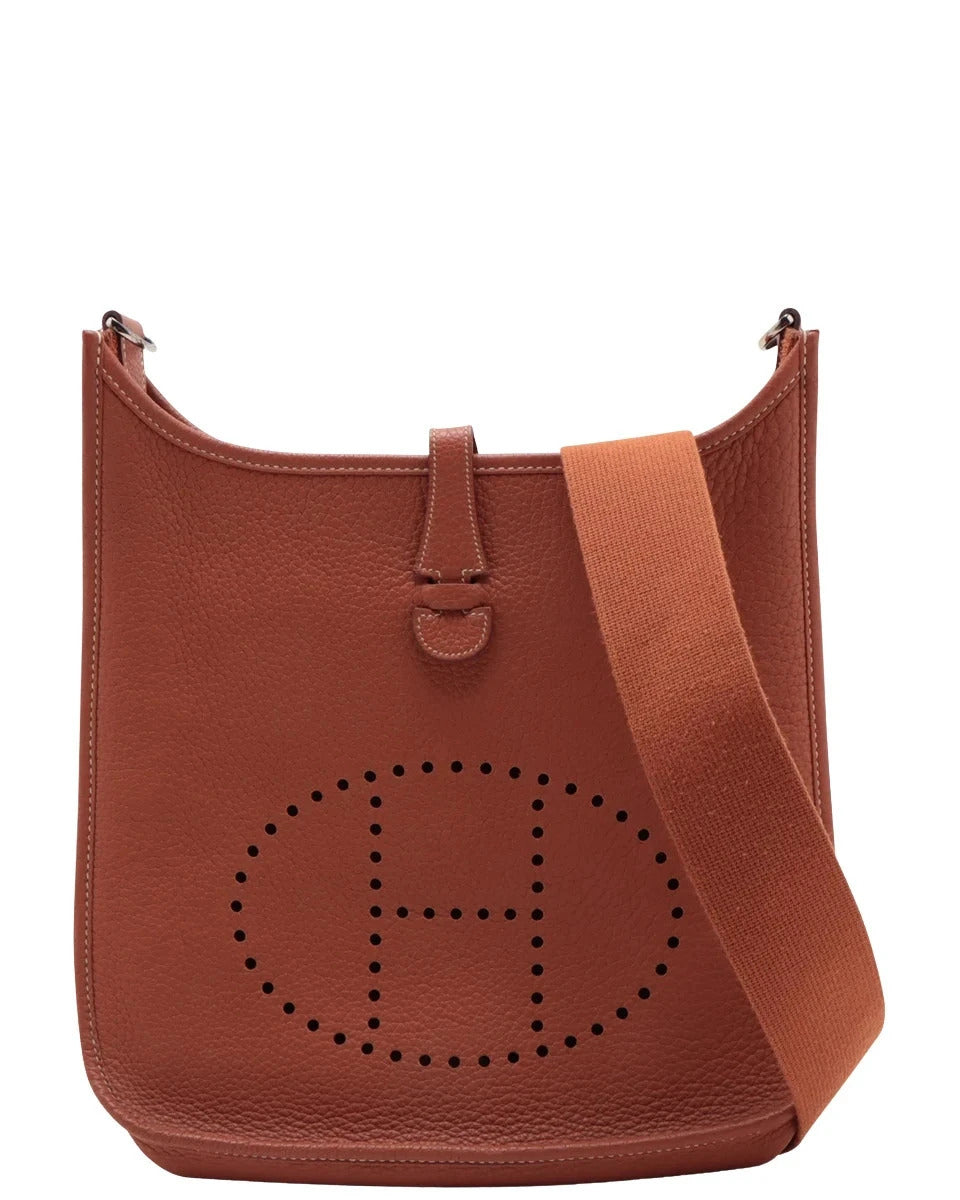 Pre-Loved Evelyne Crossbody Bag Leather PM with Palladium Hardware, Cuivre