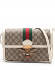Pre-Loved Queen Margaret Shoulder Bag Monogram Canvas Coated with Aged Gold Hardware Medium, Beige Ebony with Ivory Trim