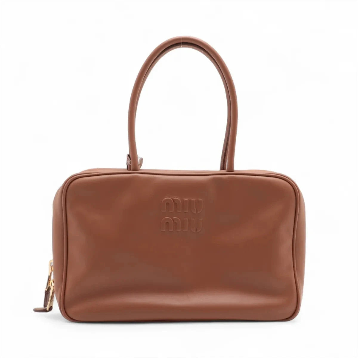 Pre-Loved Bowling Bag Handbag Leather with Gold Hardware, Brown