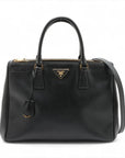 Pre-Loved Galleria Double Zip Tote Leather Medium with Gold Hardware, Black