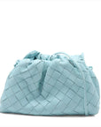 Pre-Loved The Pouch Crossbody Bag Intrecciato Leather Mini with Silver Hardware, Light Blue