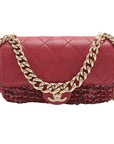 Pre-Loved Flap Bag Shoulder Bag Quilted Leather Mini with Gold Hardware, Red