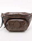 Pre-Loved FF Logo Belt Bag Belt Bag Coated Canvas with Silver Hardware, Brown