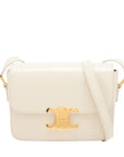 Pre-Loved Triomphe Shoulder Bag Leather Teen with Gold Hardware, White