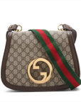 Pre-Loved Blondie Shoulder Bag GG Supreme Coated Canvas with Gold Hardware, Beige/Ebony