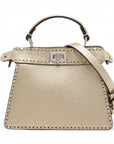 Pre-Loved Peekaboo Handbag Leather Mini with Silver Hardware, Gold
