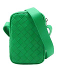 Pre-Loved Intrecciato Phone Pouch Crossbody Bag Intrecciato Leather Mini with Silver Hardware, Green