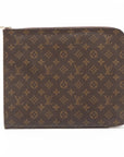 Pre-Loved Poche Documents Clutch Monogram Coated Canvas with Gold Hardware, Brown