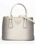 Pre-Loved Galleria Handbag Leather Small with Gold Hardware, Gradient Grey/White
