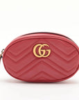 Pre-Loved GG Marmont Matelassé Belt Bag Quilted Leather with Aged Gold Hardware, Red