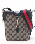 Pre-Loved GG Canvas Bucket Bag Crossbody Bag GG Monogram Coated Canvas Mini with Gold Hardware, Navy / Beige