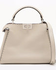 Pre-Loved Peekaboo Iconic Selleria Handbag Leather Small with Silver Hardware, Ivory