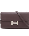 Pre-Loved Constance Long To Go Crossbody Bag Leather with Palladium Hardware, Dark Brown