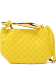 Pre-Loved Sardine Mini Shoulder Bag Intrecciato Leather Mini with Gold Hardware, Yellow