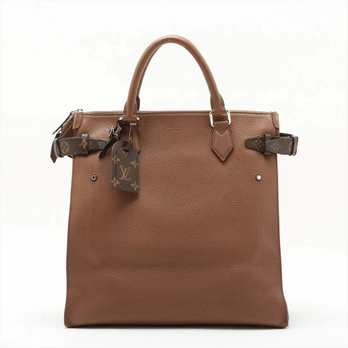 Pre-Loved Tote Tote Leather with Silver Hardware, Brown