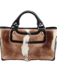 Pre-Loved Boogie Handbag Pony Hair with Silver Hardware, Brown and White