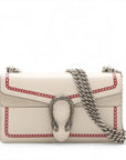 Pre-Loved Dionysus Shoulder Bag Dragon Print Leather Small with Aged Silver Hardware, Ivory