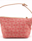 Pre-Loved Anagram Pochette Shoulder Bag Anagram Canvas Small with Gold Hardware, Red and Beige