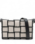 Pre-Loved Cassette Crossbody Bag Intrecciato Canvas with Silver Hardware, Cream