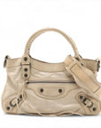 Pre-Loved First Handbag Leather Small with Aged Black Hardware, Beige